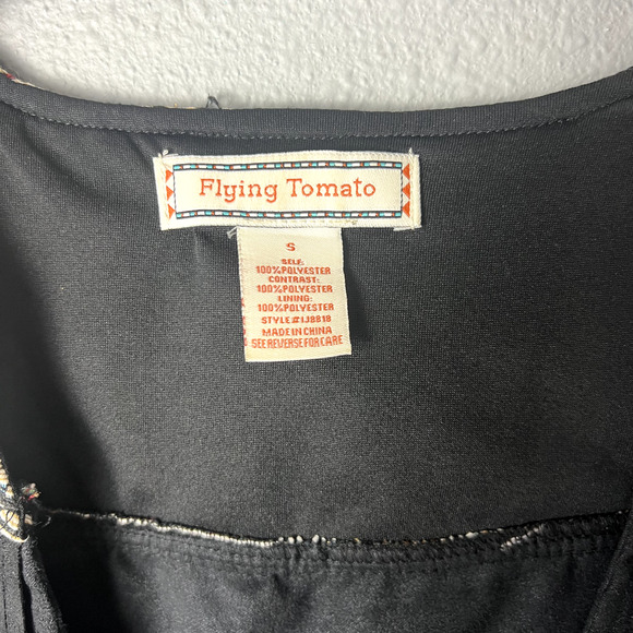 Flying Tomato Small Black Aztec Southwestern Open Vest Faux Suede Fringe Boho - Picture 2 of 9